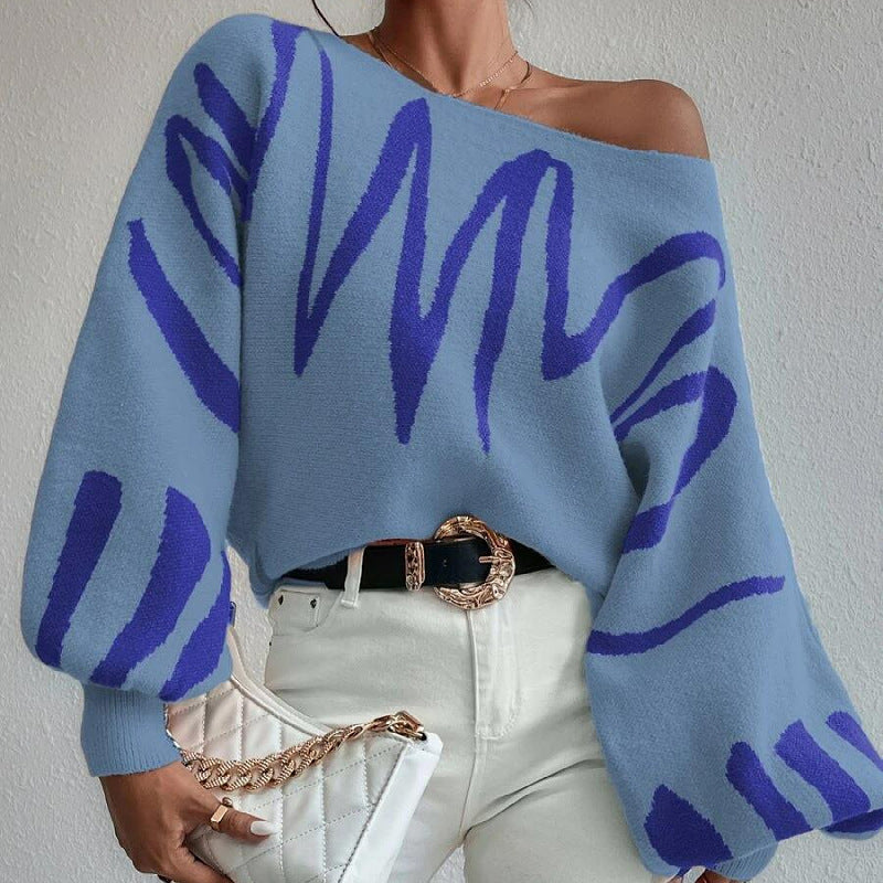 Damen Oversized Strickpullover Asymmetrisch Lässig