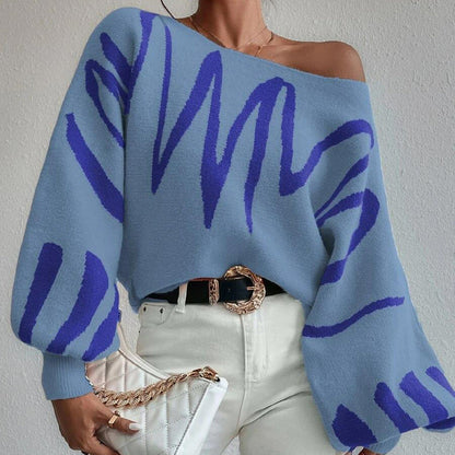 Damen Oversized Strickpullover Asymmetrisch Lässig