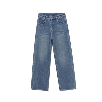 Damen High-Waist Jeans Lässiger Schnitt Weite Bein Nachhaltige