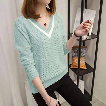 Damen Pullover V-Ausschnitt Strukturiertes Muster Norvielle