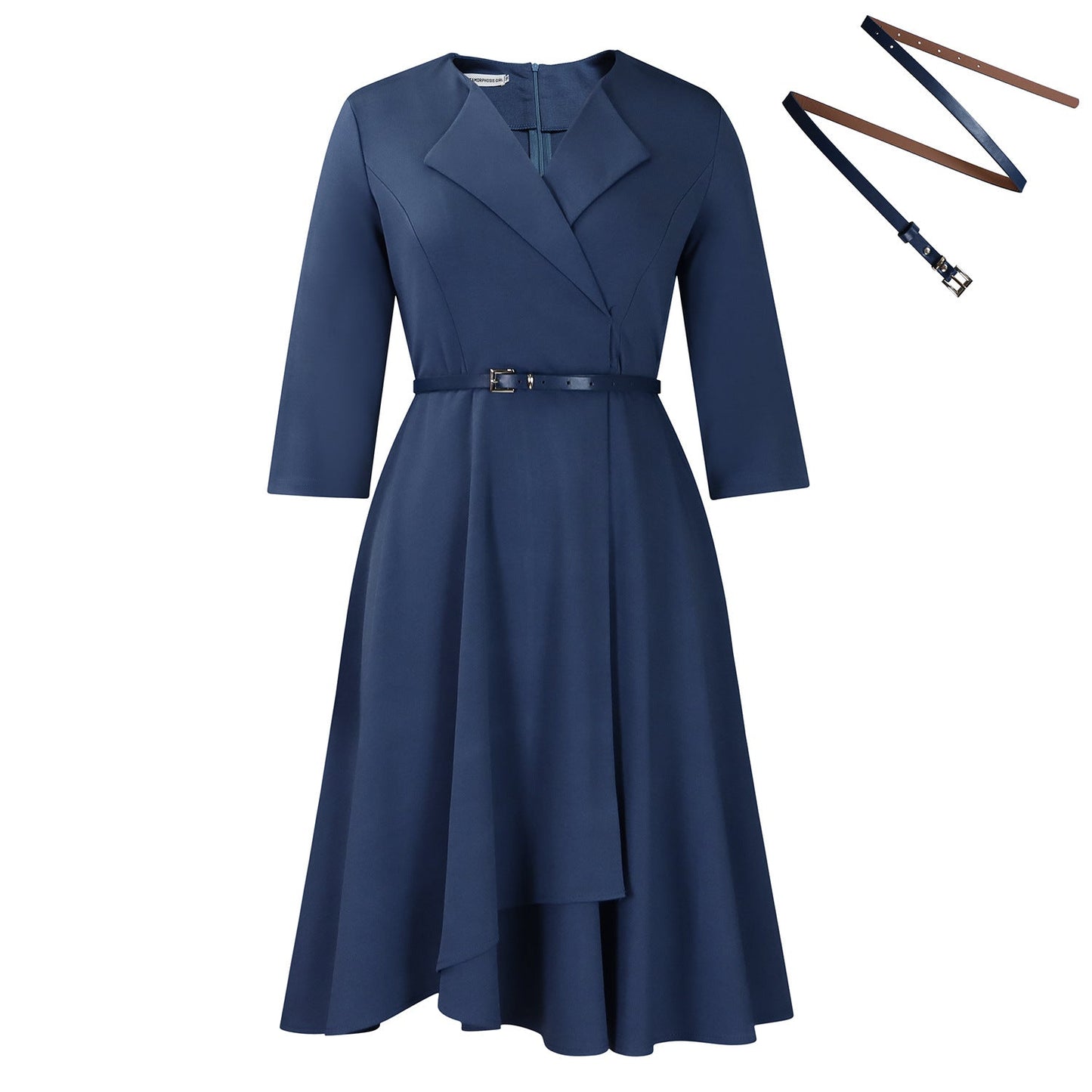 Damen Wickelkleid Elegante Taillierung Polyester