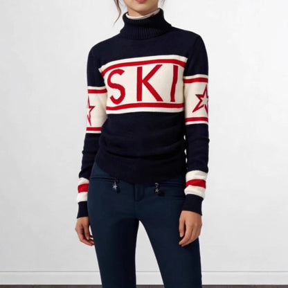 Damen Pullover Hochkragen Ski-Design Norvielle
