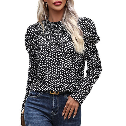 Damen Bluse Puffärmel Punktenmuster Norvielle