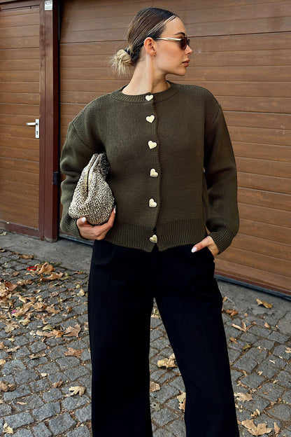 Damen Strickjacke Herzen Lässiger Schnitt Norvielle