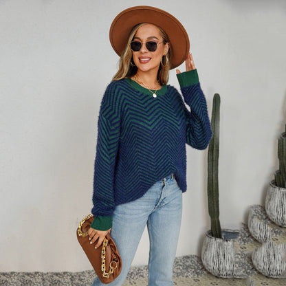 Damen Pullover Chevron Muster Norvielle