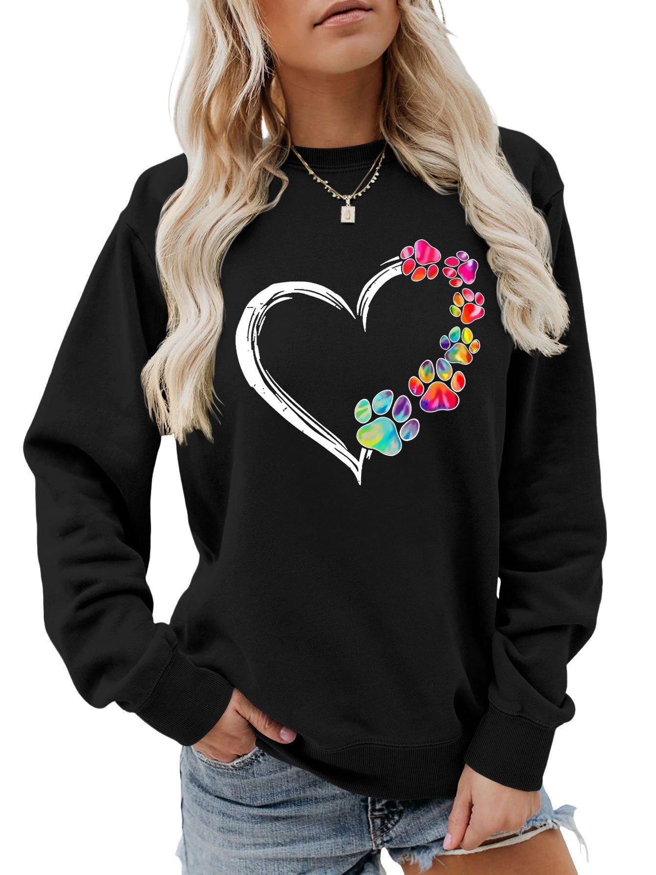 Damen Sweatshirt Pfotenherz-Design Norvielle