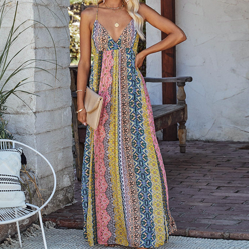 Damen Maxikleid Multi-Muster Verstellbare Träger Norvielle - Norvielle