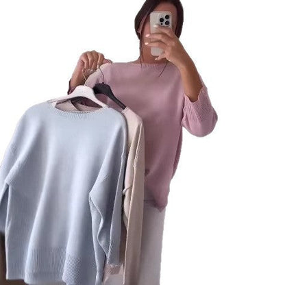 Damen Oversized Pullover Asymmetrisch Knopf Norvielle