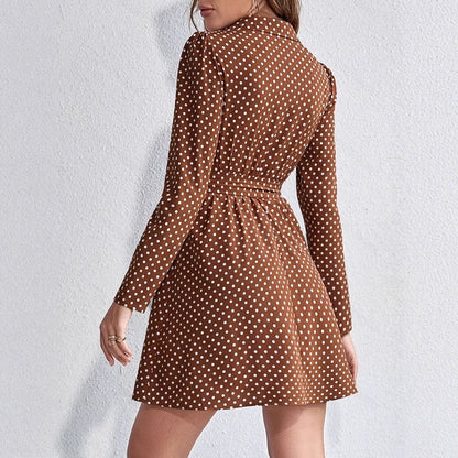 Damen Mini-Kleid Gepunktet Gürtel Norvielle