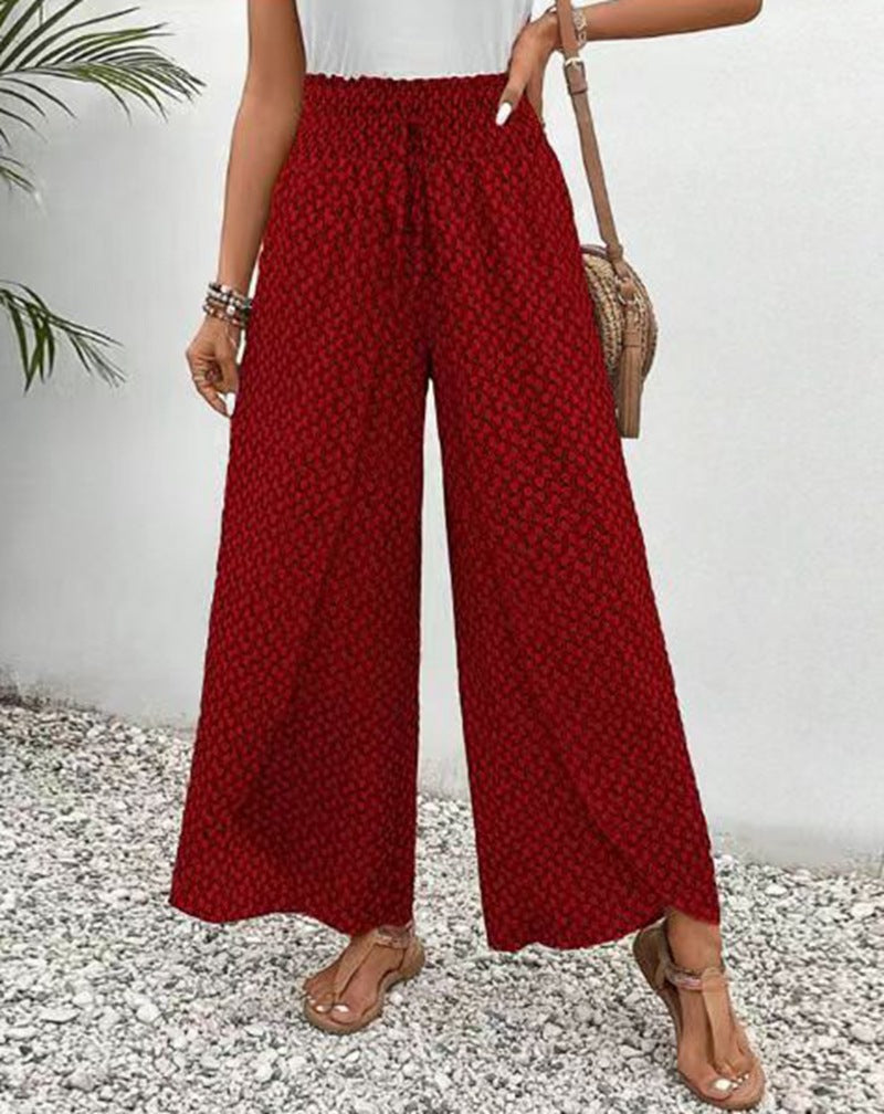 Damen Weite Hochbundhose Elastisch Grafisches Muster
