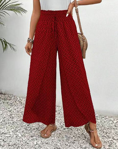 Damen Weite Hochbundhose Elastisch Grafisches Muster