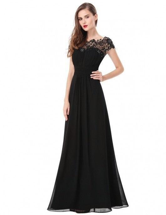 Damen Abendkleid Spitze Fließender Rock Norvielle