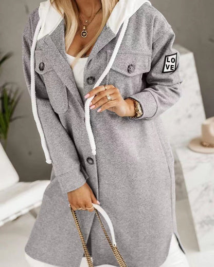 Damen Oversized Kapuzenjacke Norvielle mit Knopfdetails und Taschen