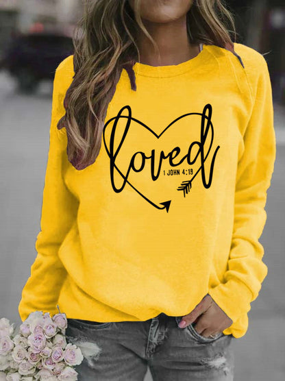 Damen Sweatshirt Herz-Aufdruck Inspirierend Grau