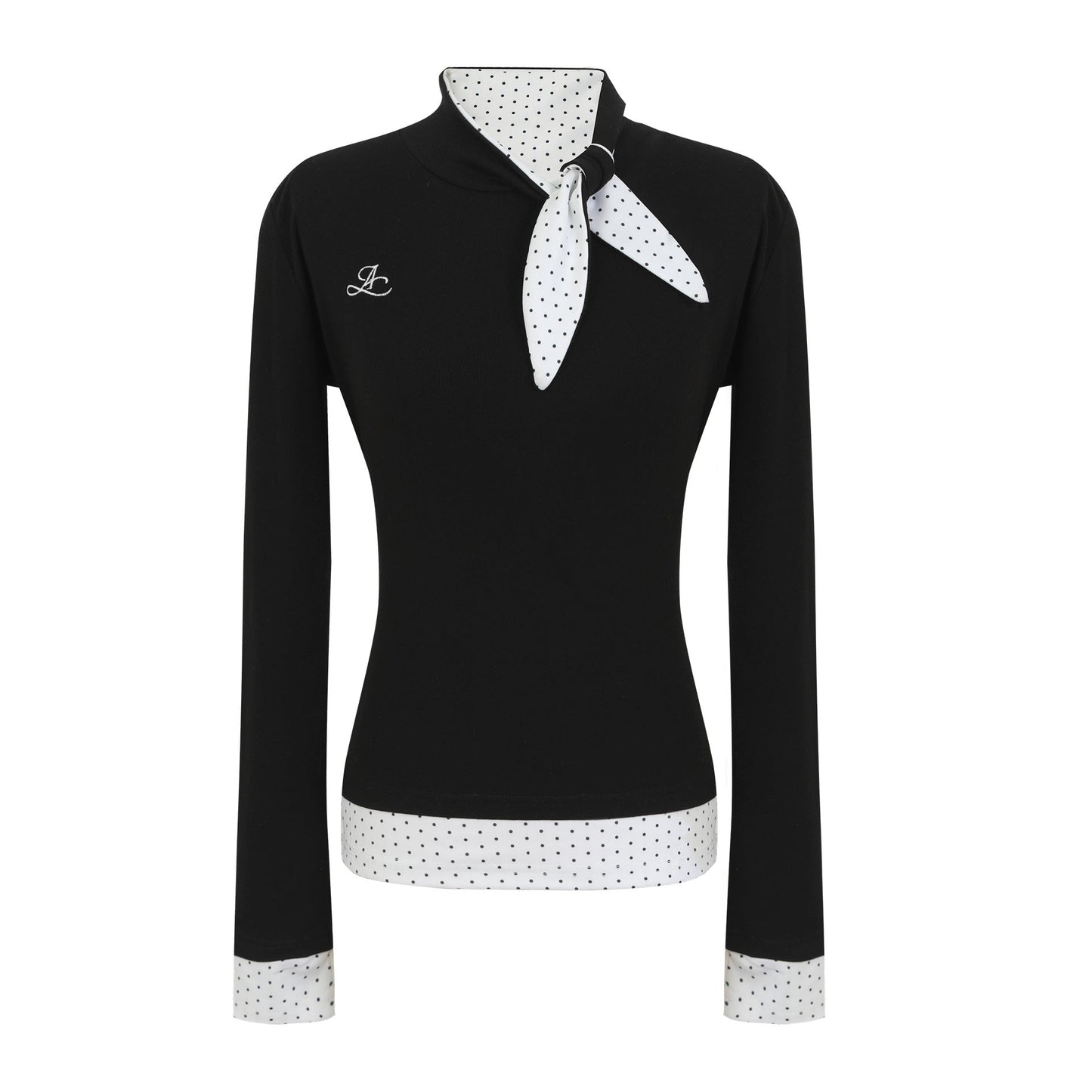 Damen Langarmshirt Eleganter Kragen Gemustert Norvielle