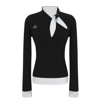 Damen Langarmshirt Eleganter Kragen Gemustert Norvielle