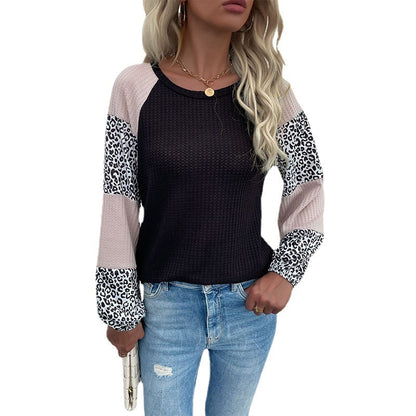 Damen Oberteil Tierdruck Puffärmel Elegantes Design Norvielle