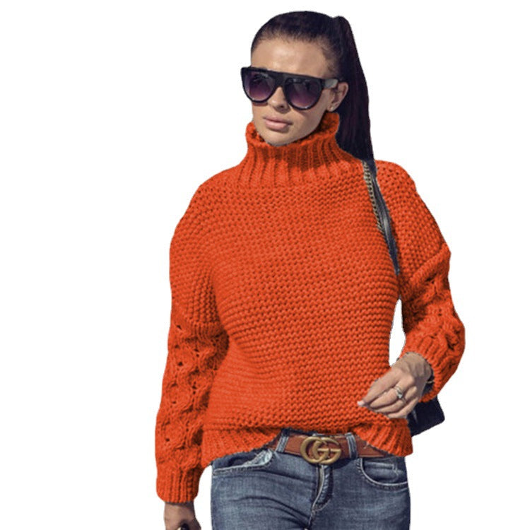 Damen Grobstrickpullover Hochkragen Strukturoptik Norvielle