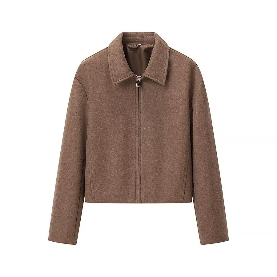 Damen Kurzjacke Urban Stil 2 Reißverschlusstaschen