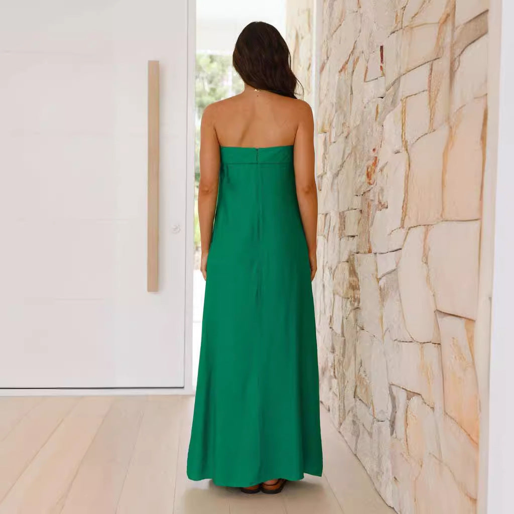 Damen Maxikleid Schlicht Leicht Norvielle