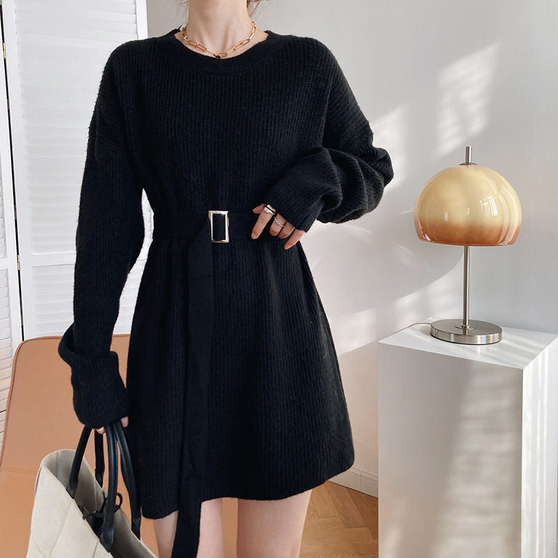 Damen Strickpullover mit Gürtel Norvielle