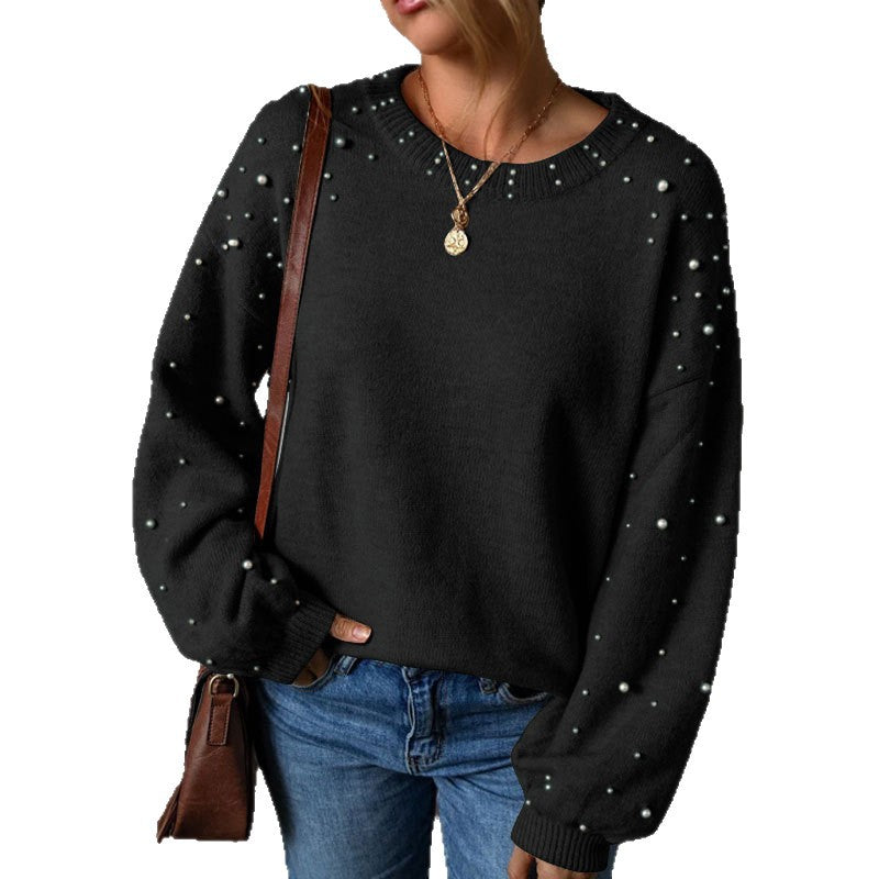 Damen Strickpullover mit Perlendetails