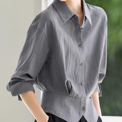 Damen Oversized Bluse mit Taillengürtel Elegantes Design