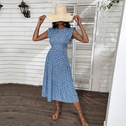 Damen Maxikleid Flora Rüschen Tailliert