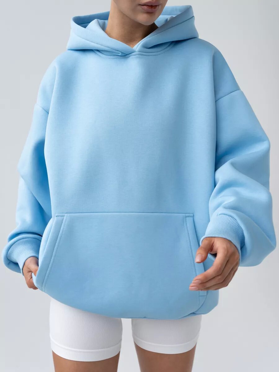 Damen Oversize Kapuzenpullover Baumwollmix