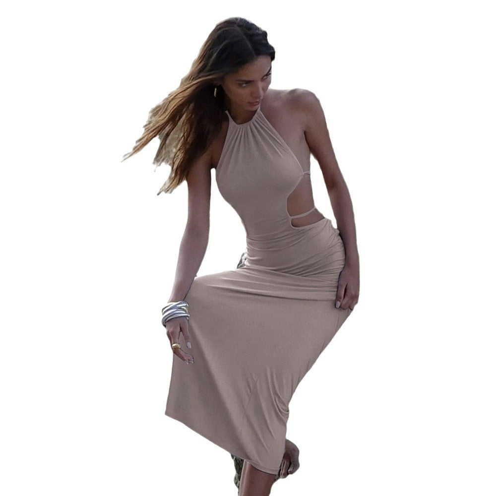 Damen Maxikleid Figurbetont Asymmetrischer Ausschnitt