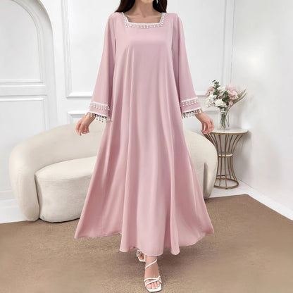 Damen Maxikleid Dekorative Fransen Weite Ärmel Norvielle