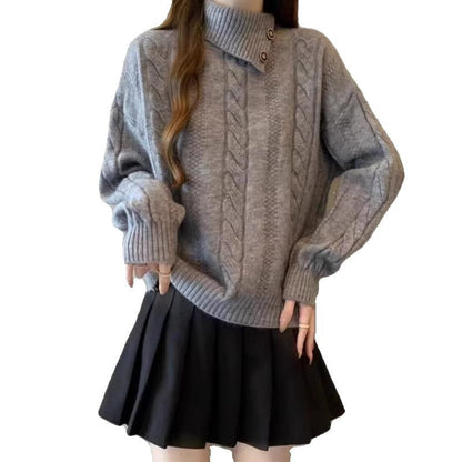 Damen Grobstrickpullover Hochgeschlossener Kragen Norvielle