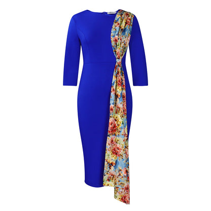 Damen Etuikleid Blumenschal Eleganter Schnitt