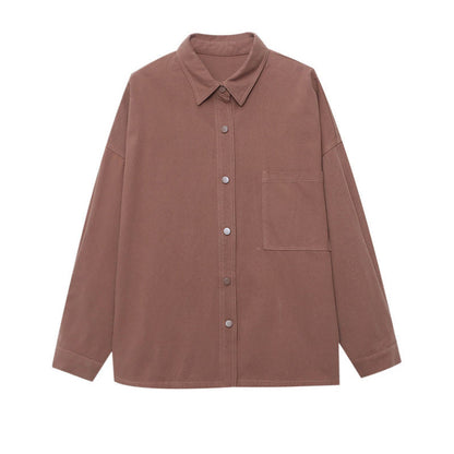 Damen Overshirtjacke Baumwolle Praktische Brusttasche Beige