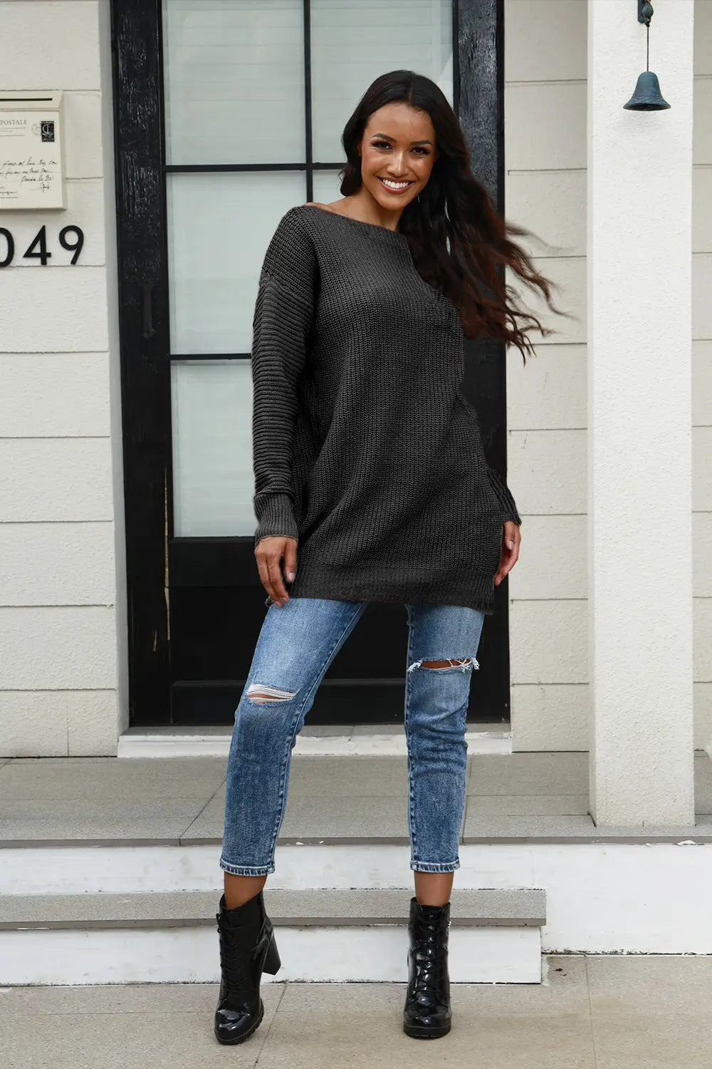 Damen Strickpullover Weit Schnitt Strukturiert Norvielle