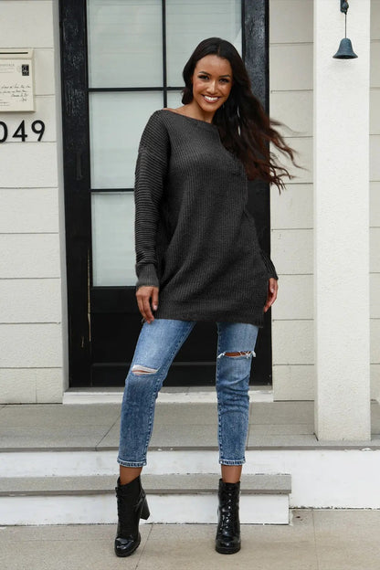 Damen Strickpullover Weit Schnitt Strukturiert Norvielle