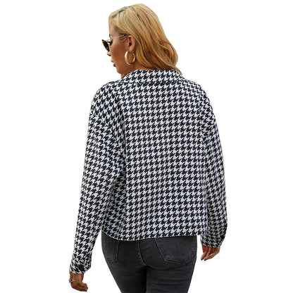 Damen Bluse mit Hahnentrittmuster Norvielle