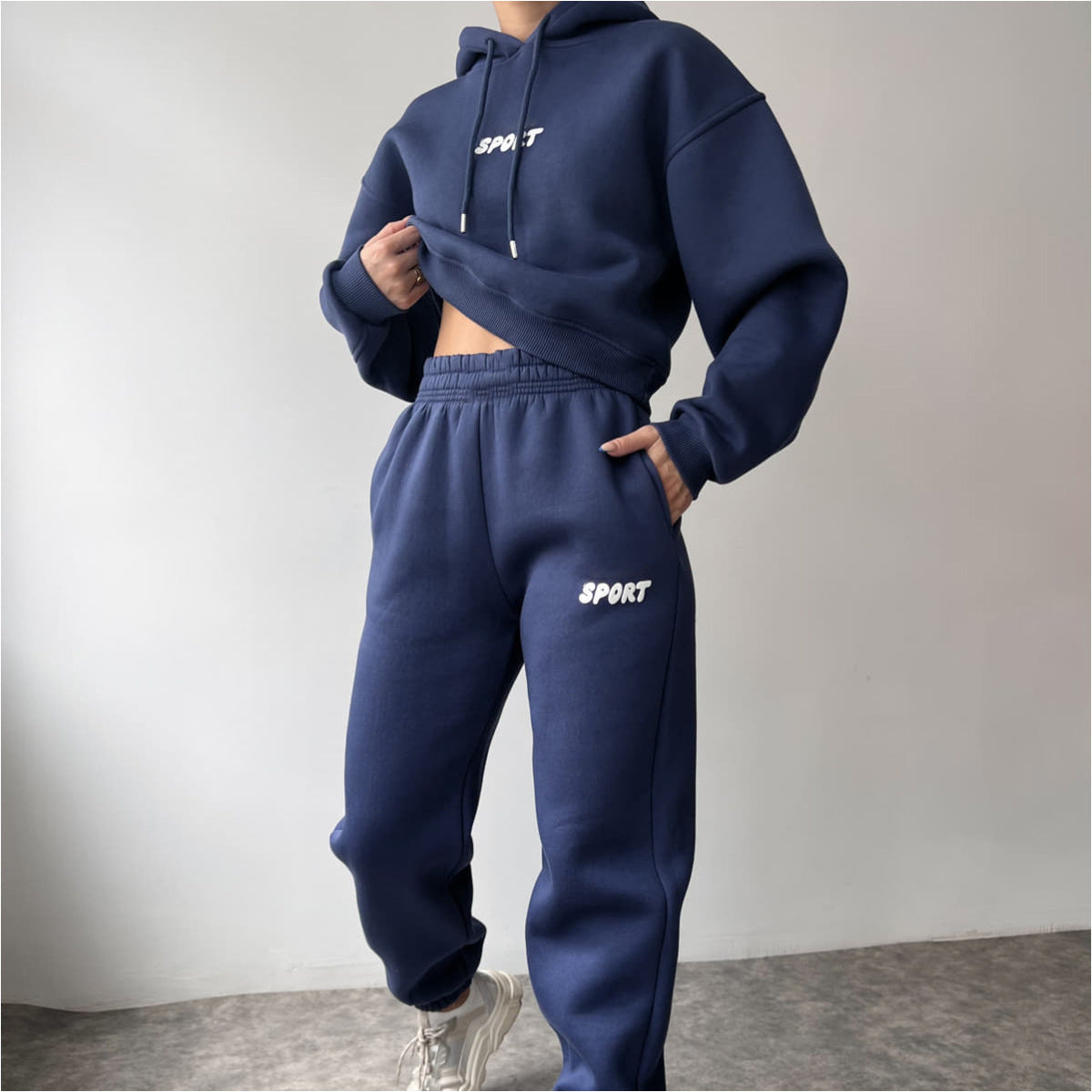 Damen Sport-Hoodie-Set mit Jogginghose Hochtailliert Weich Norvielle