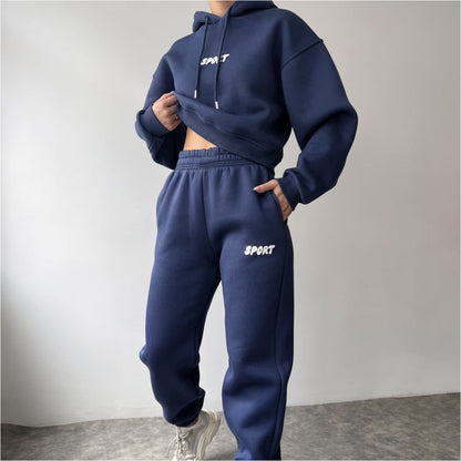 Damen Sport-Hoodie-Set mit Jogginghose Hochtailliert Weich Norvielle