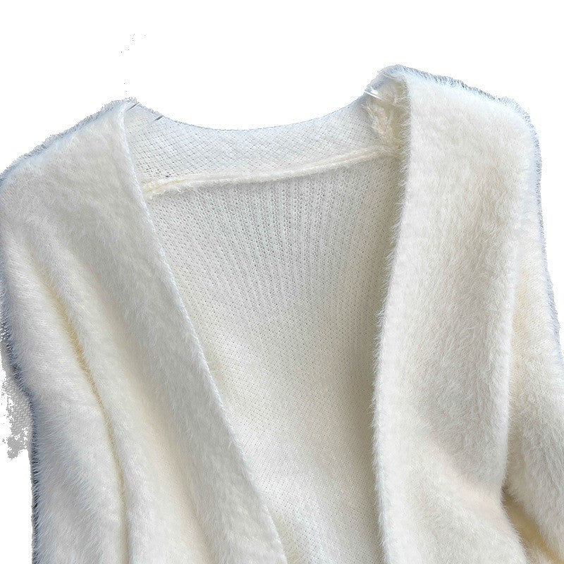 Damen Flauschstrickjacke Offener Schnitt Norvielle
