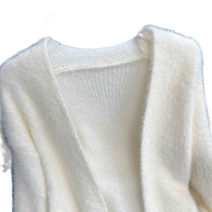 Damen Flauschstrickjacke Offener Schnitt Norvielle