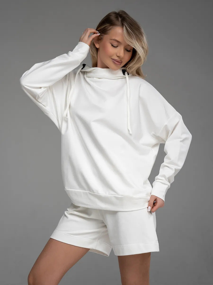 Damen Hoodie Shorts Set mit Kängurutasche Norvielle