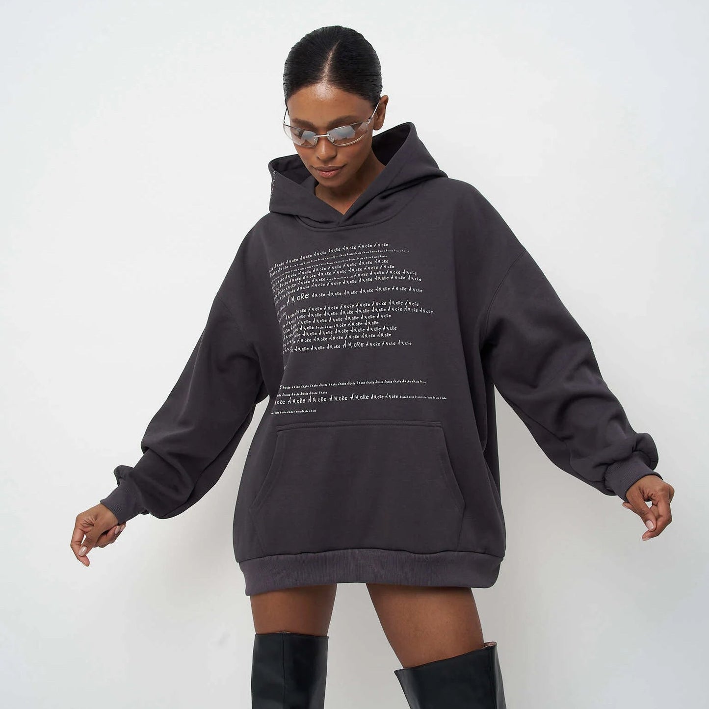 Damen Oversized Hoodie Norvielle Moderner Schriftzug