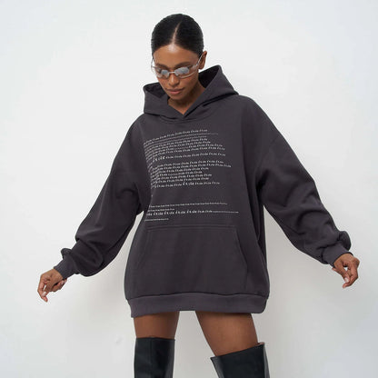 Damen Oversized Hoodie Norvielle Moderner Schriftzug