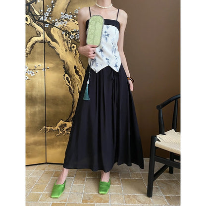 Damen Maxikleid Florales Oberteil Tiefes Rückendesign