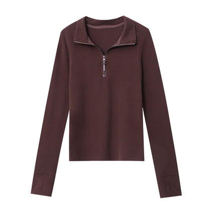 Damen Langärmelige Quarter-Zip Sweatjacke Elastisch