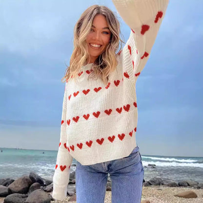 Damen Herzpullover Weiches Strickmuster Norvielle