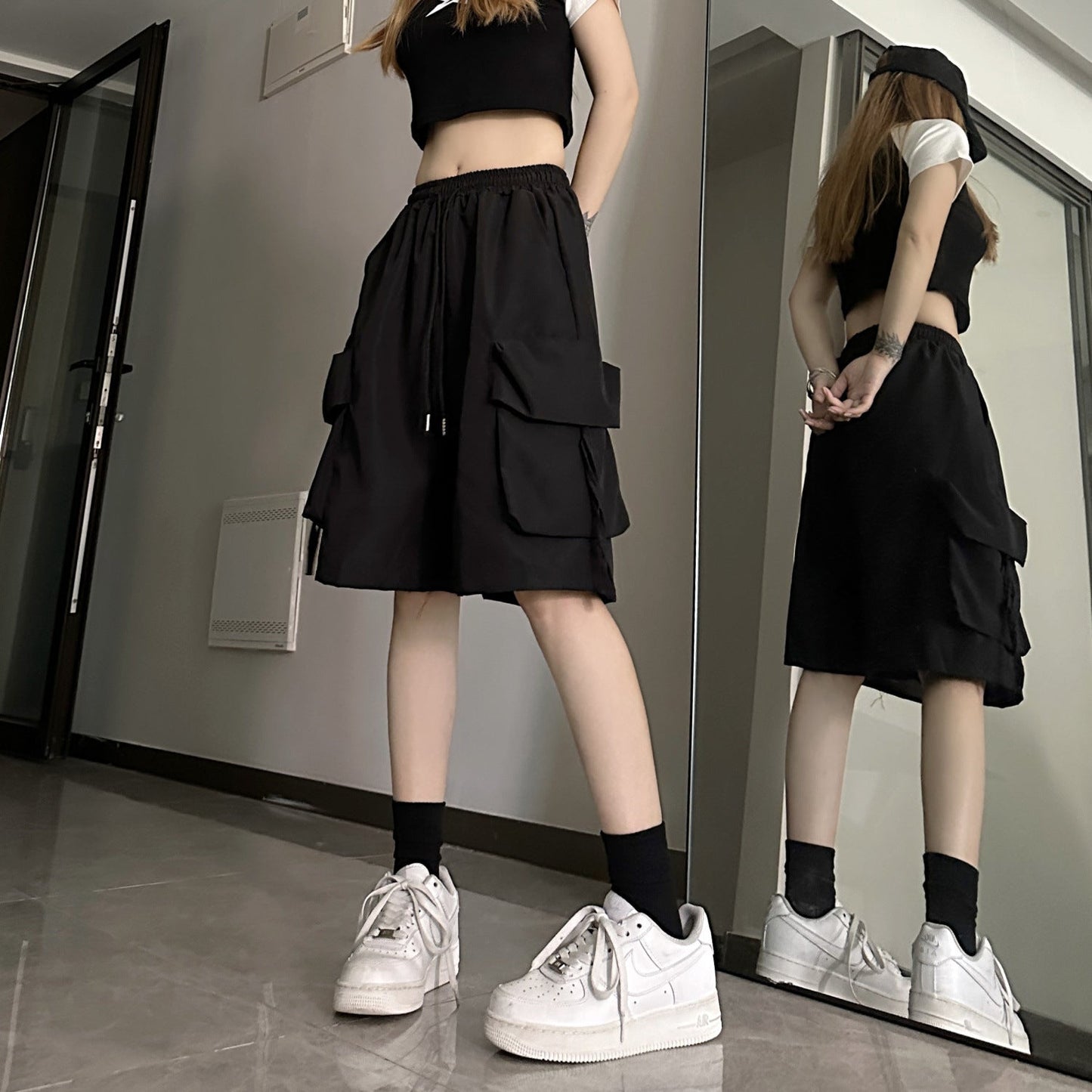 Damen Cargo-Shorts Elastischer Bund Praktische Seitentaschen - Norvielle