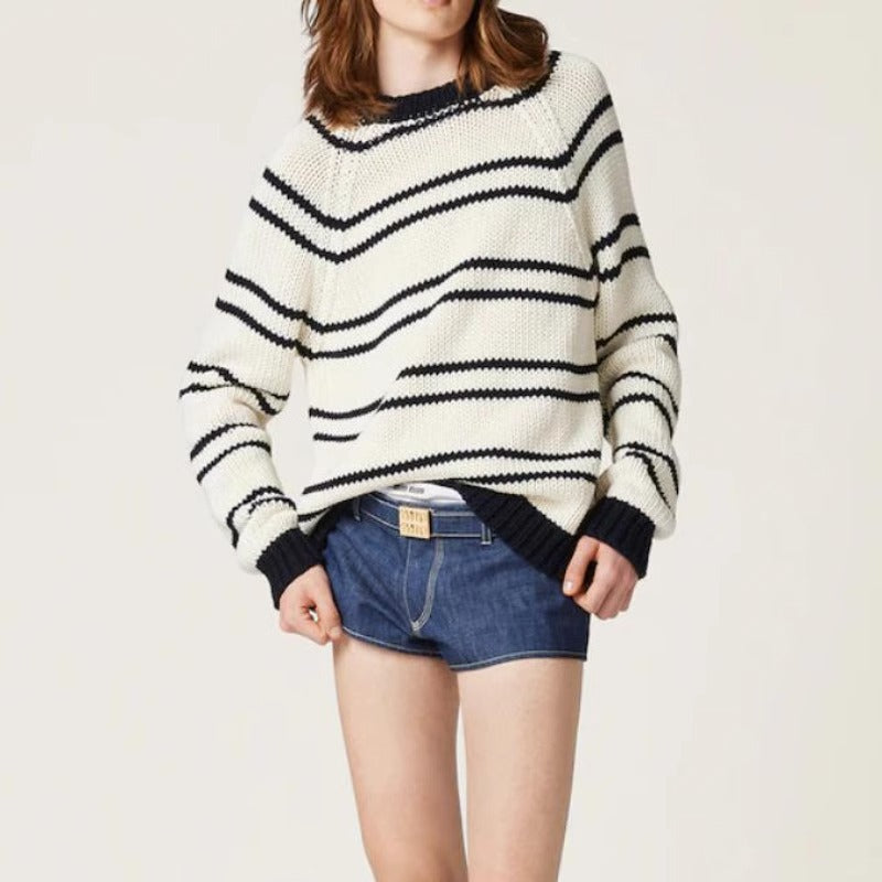 Damen Streifenpullover Grobstrick Norvielle - Norvielle