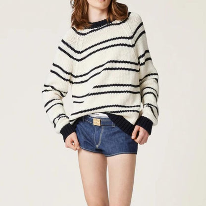 Damen Streifenpullover Grobstrick Norvielle - Norvielle